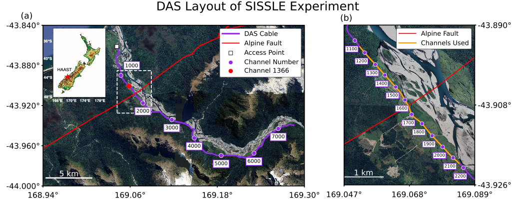 DAS deployment and velocity-change study area