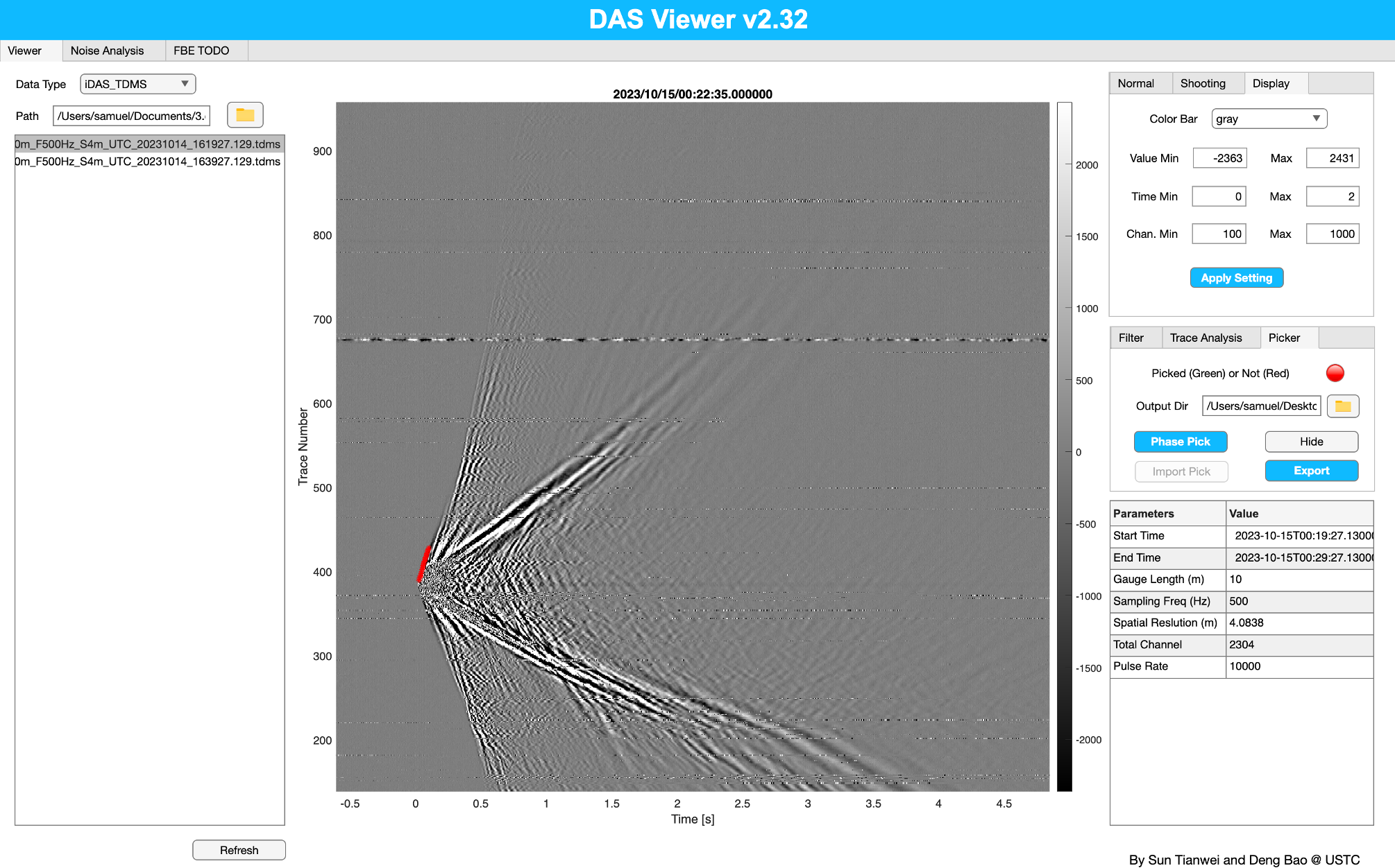 DAS Viewer software interface